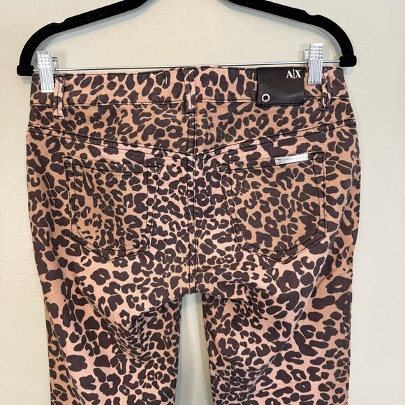 AX Armani Exchange Jeans Womens 4 Black Tan Cheetah Animal Print Low Rise Skinny - Picture 6 of 8